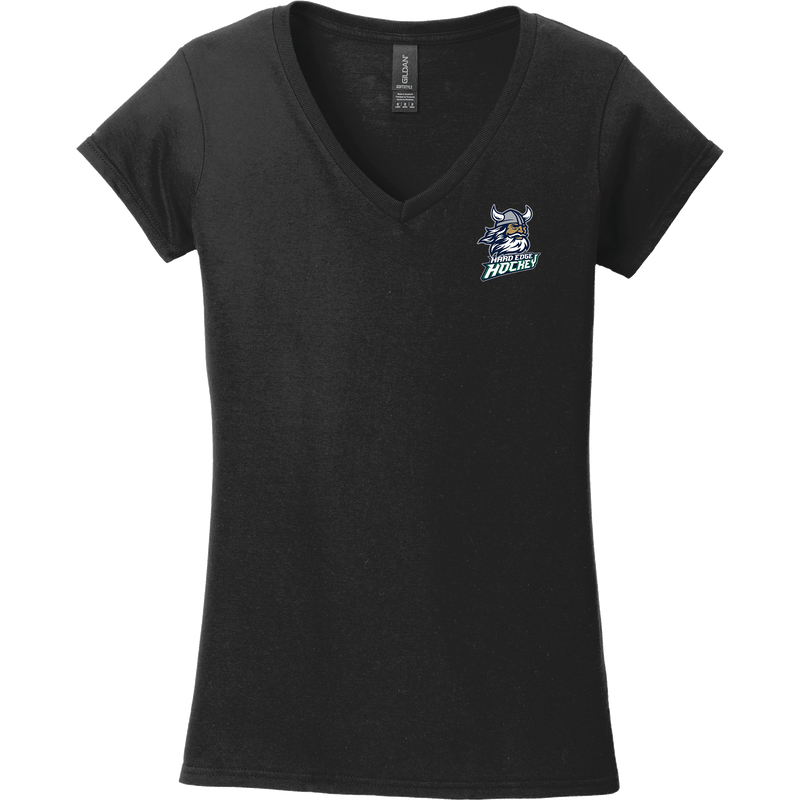 Hard Edge Hockey Softstyle Ladies Fit V-Neck T-Shirt