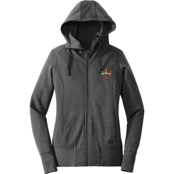 Delaware Ducks New Era Ladies Tri-Blend Fleece Full-Zip Hoodie